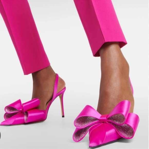 🌺MACH & MACH🌺Le Cadeau 110mm Satin Slingback Fuchsia Pink Pumps Size: 37 - Picture 6 of 15
